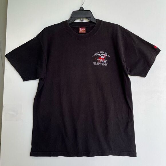 Vintage “I Sledded Over the Top” Tee Tok-Dawson Alaska Yukon Canada Flag L - Picture 6 of 6